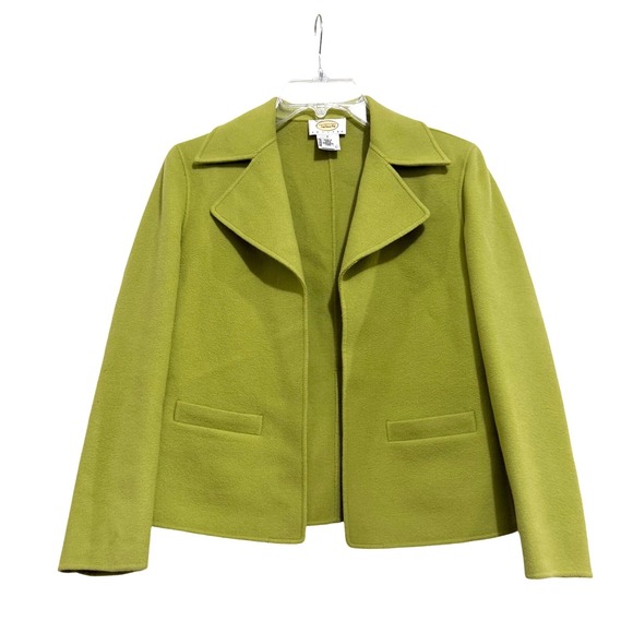 Talbots Jackets & Blazers - Vintage Talbots Petites 100% Wool Open Front Blazer Chartreuse Green Size 2P